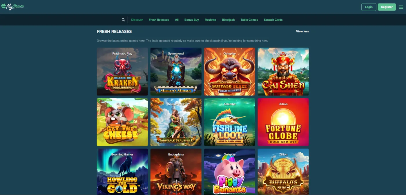 MyChance Casino pokies and slot games library &mdash; top RTP titles